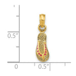 Load image into Gallery viewer, 14K Yellow Gold With Pink Enamel Single Flip-Flop Charm Pendant

