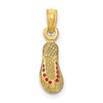 Load image into Gallery viewer, 14K Yellow Gold With Red Enamel Single Flip-Flop Charm Pendant
