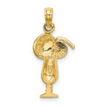 Load image into Gallery viewer, 14K Yellow Gold Tropical Drink With Multi-Colored Enamel Umbrella Charm Pendant
