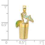 Load image into Gallery viewer, 14K Yellow Gold 3-D Cocktail Drink With Enamel Umbrella &amp; Lime Charm Pendant
