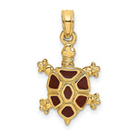 Load image into Gallery viewer, 14K Yellow Gold With Brown Enamel Land Turtle Charm Pendant
