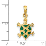Load image into Gallery viewer, 14K Yellow Gold With Green Enamel Land Turtle Charm Pendant
