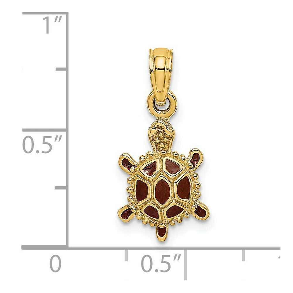 14K Yellow Gold With Green Enamel Tortoise Post Earrings