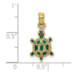 Load image into Gallery viewer, 14K Yellow Gold With Green Enamel 3-D Land Turtle Charm Pendant
