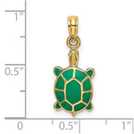 Load image into Gallery viewer, 14K Yellow Gold With Green Enamel Tortoise Charm Pendant
