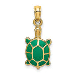 Load image into Gallery viewer, 14K Yellow Gold With Green Enamel Tortoise Charm Pendant
