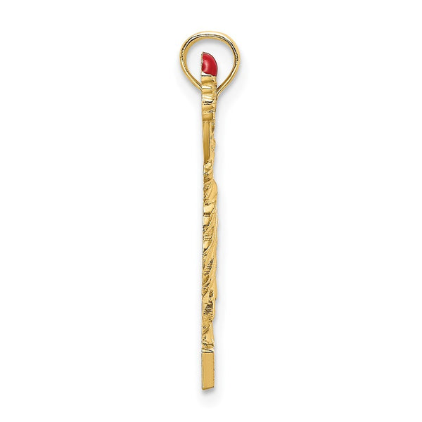 14K Yellow Gold With Enamel Flame Statue Of Liberty on New York Block Charm Pendant