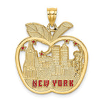 Load image into Gallery viewer, 14K Yellow Gold With Red Enamel Apple With New York Skyline Charm Pendant
