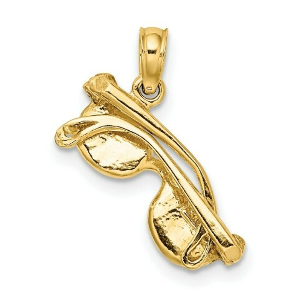 14K Yellow Gold Yellow Enameled Sunglasses Moveable Charm Pendant