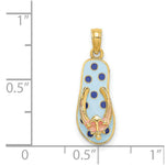 Load image into Gallery viewer, 14K Yellow Gold Enamel Anchor On Blue Polka-Dot Flip-Flop Charm Pendant
