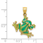 Load image into Gallery viewer, 14K Yellow Gold Green Enameled 2-D Frog Charm Pendant
