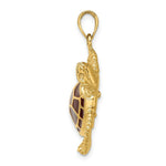 Load image into Gallery viewer, 14K Yellow Gold 3-D Brown Enamel Large Sea Turtle Charm Pendant
