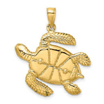 Load image into Gallery viewer, 14K Yellow Gold 3-D Green Enamel Large Sea Turtle Charm Pendant
