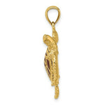 Load image into Gallery viewer, 14K Yellow Gold 3-D Brown Enamel &amp; Textured Sea Turtle Charm Pendant
