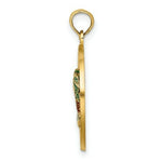 Load image into Gallery viewer, 14K Yellow Gold Florida Round Frame With Green Enamel Palm Trees Charm Pendant
