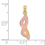 Load image into Gallery viewer, 14K Yellow Gold 3-D &amp; Beveled With Pink Enamel Masquerade Mask Pendant

