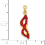 Load image into Gallery viewer, 14K Yellow Gold 3-D &amp; Beveled With Red Enamel Masquerade Mask Pendant
