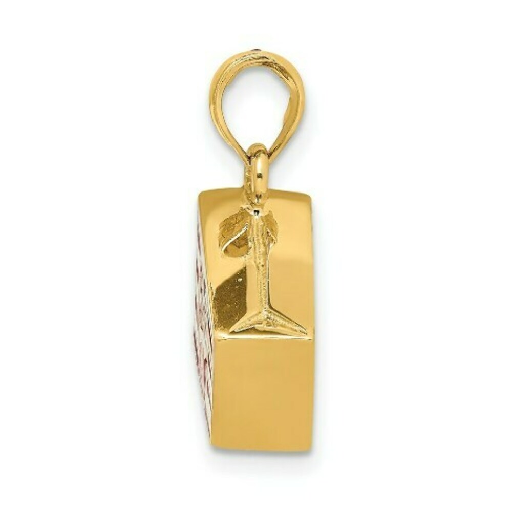 14K Yellow Gold 3-D Enameled Bag of Popcorn Charm Pendant