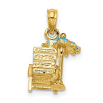 Load image into Gallery viewer, 14K Yellow Gold 3-D Beach Chair With Aqua Enameled Umbrella Charm Pendant
