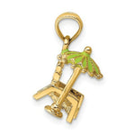 Load image into Gallery viewer, 14K Yellow Gold 3-D Beach Chair With Green Enameled Umbrella Charm Pendant
