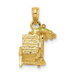 Load image into Gallery viewer, 14K Yellow Gold 3-D Beach Chair With Green Enameled Umbrella Charm Pendant
