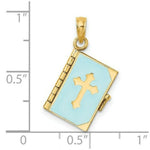 Load image into Gallery viewer, 14K Yellow Gold 3-D Blue Enamel Bible Book With Moveable Pages Charm Pendant
