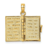 Load image into Gallery viewer, 14K Yellow Gold 3-D Blue Enamel Bible Book With Moveable Pages Charm Pendant
