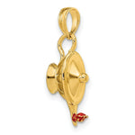 Load image into Gallery viewer, 14K Yellow Gold With Red Enamel &amp; Polished 3-D Genie Lamp Charm Pendant

