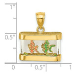 Load image into Gallery viewer, 14K Yellow Gold 3-D Moveable Enamel Fish Aqarium Charm Pendant
