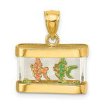 Load image into Gallery viewer, 14K Yellow Gold 3-D Moveable Enamel Fish Aqarium Charm Pendant
