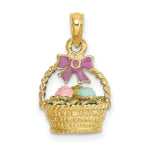 Load image into Gallery viewer, 14K Yellow Gold 3-D Enameled Easter Basket With Bow &amp; Eggs Charm Pendant
