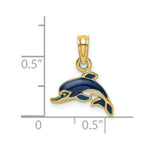 Load image into Gallery viewer, 14K Yellow Gold Blue Enamel Dolphin Charm Pendant
