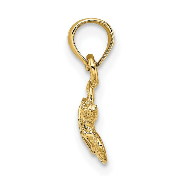 14K Yellow Gold Textured & Enameled Sea Turtle Charm Pendant