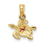 Load image into Gallery viewer, 14K Yellow Gold Textured &amp; Enameled Sea Turtle Charm Pendant
