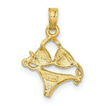 Load image into Gallery viewer, 14K Yellow Gold Pink Enameled Bikini Bathing Suit Charm Pendant
