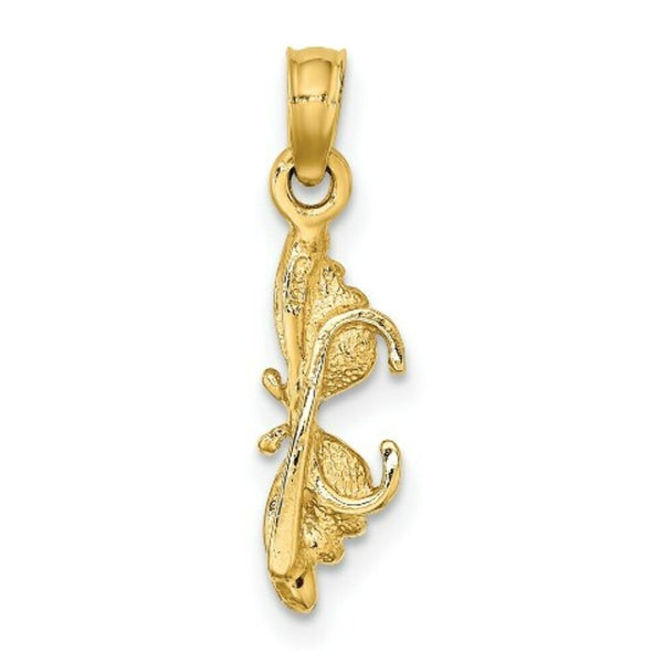 14K Yellow Gold Orange Enameled Butterfly Sunglasses Charm Pendant