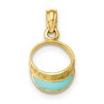 Load image into Gallery viewer, 14K Yellow Gold Aqua Enameled Beach Sun Visor Charm Pendant
