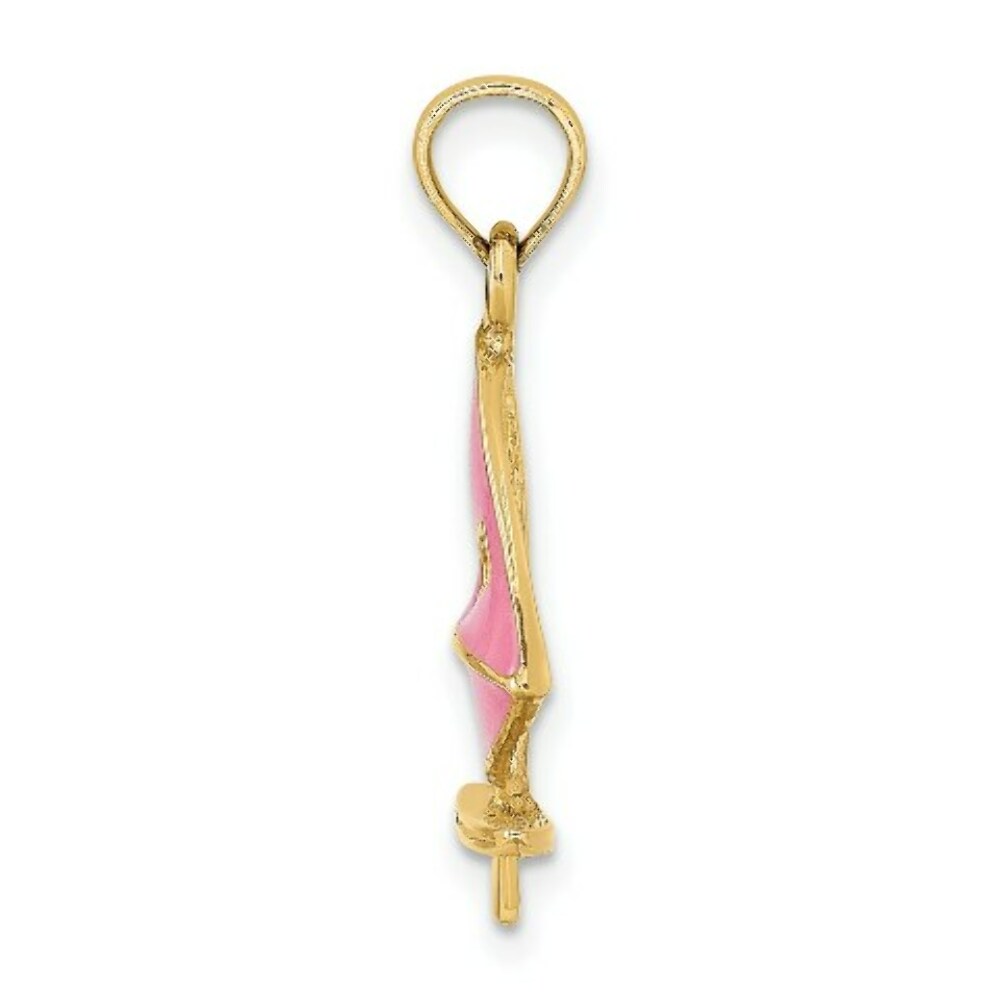 14K Yellow Gold Pink Enameled Windsail Surf Board Charm Pendant