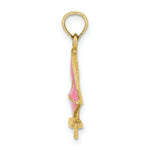 Load image into Gallery viewer, 14K Yellow Gold Pink Enameled Windsail Surf Board Charm Pendant
