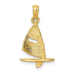 Load image into Gallery viewer, 14K Yellow Gold Pink Enameled Windsail Surf Board Charm Pendant
