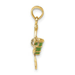Load image into Gallery viewer, 14K Yellow Gold 2-D Green Enameled Beach Bucket With Moveable Shovel Charm Pendant

