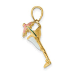 Load image into Gallery viewer, 14K Yellow Gold 2-D Enameled Margarita Drink With Umbrella &amp; Lime Charm Pendant
