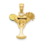 Load image into Gallery viewer, 14K Yellow Gold 2-D Enameled Margarita Drink With Umbrella &amp; Lime Charm Pendant
