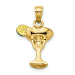 Load image into Gallery viewer, 14K Yellow Gold 2-D Green Enameled Salted Margarita Drink With Lime Charm Pendant
