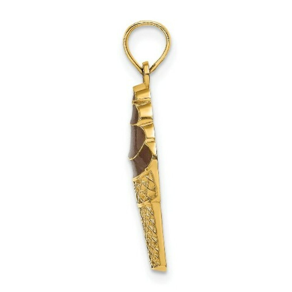 14K Yellow Gold Chocolate Ice Cream Cone 2-D Enameled