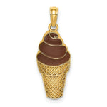 Load image into Gallery viewer, 14K Yellow Gold Chocolate Ice Cream Cone 2-D Enameled
