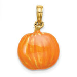 Load image into Gallery viewer, 14K Yellow Gold 3-D Enameled Pumpkin With Black Cat &amp; Moon Charm Pendant
