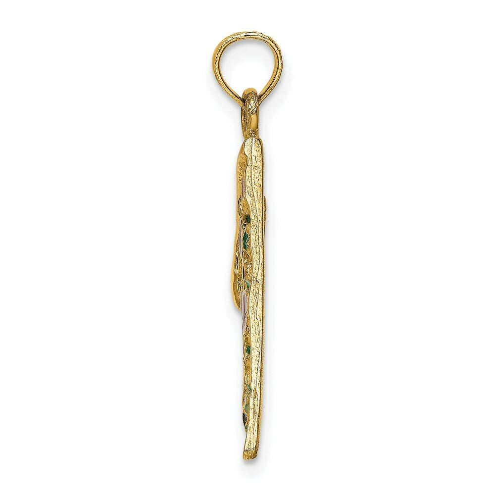 14K Yellow Gold Large Pepperoni Pizza Slice With Enamel