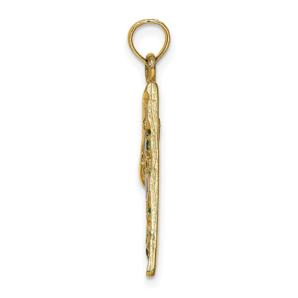 14K Yellow Gold Large Pepperoni Pizza Slice With Enamel