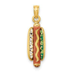 Load image into Gallery viewer, 14K Yellow Gold 3-D Enemel Hot Dog With Bun Charm Pendant
